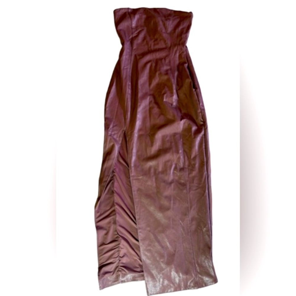 NWT Naked Wardrobe Got The Drip  Women's Faux-Leather Bodycon Midi Dress brown S